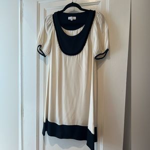 Christopher Deane 100% silk cream and black dress size 2